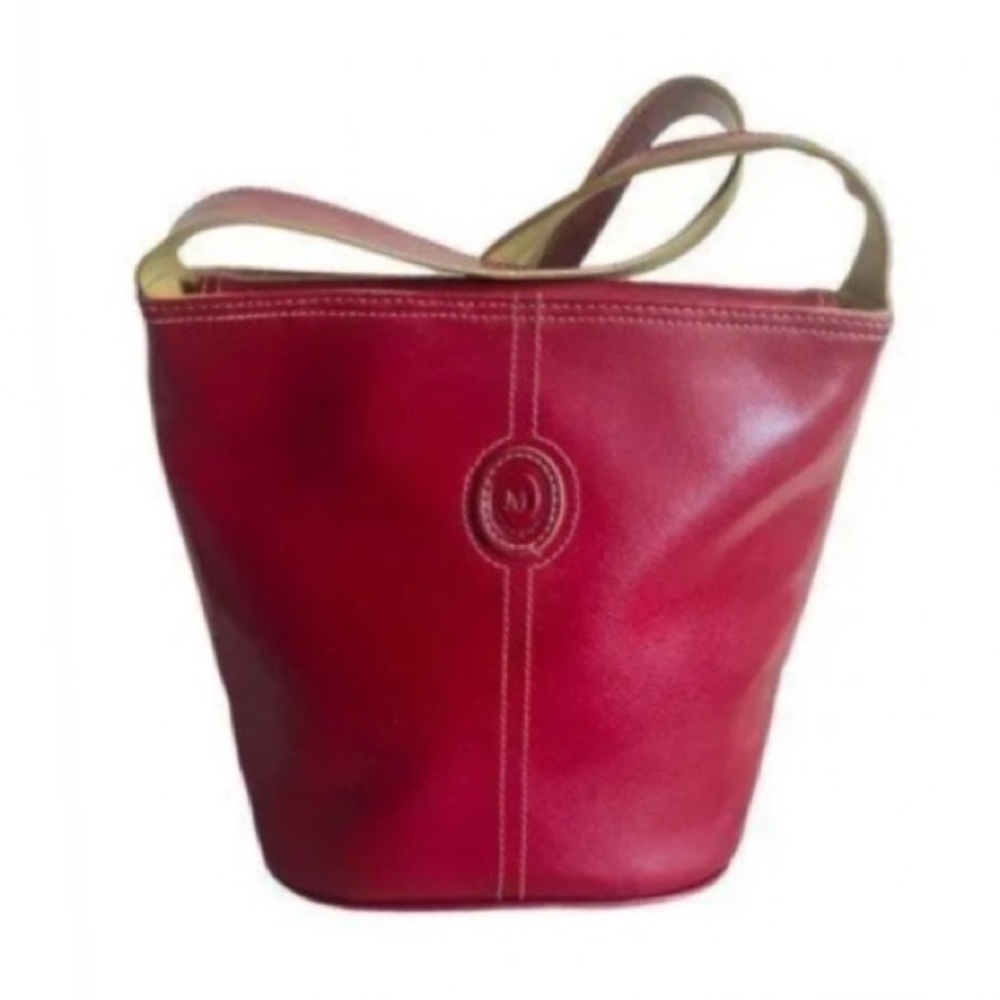 Mondani New York Red Faux Leather Bucket Purse